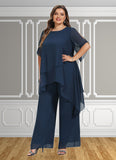 Mylie Jumpsuit/Pantsuit Scoop Neck Ankle-Length Chiffon Mother of the Bride Dress STG126P0014607