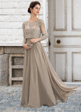 Riley A-Line Scoop Neck Floor-Length Chiffon Lace Mother of the Bride Dress With Sequins STG126P0014612