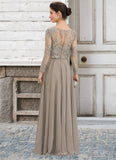 Riley A-Line Scoop Neck Floor-Length Chiffon Lace Mother of the Bride Dress With Sequins STG126P0014612