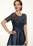 Abbey A-Line Scoop Neck Asymmetrical Satin Lace Mother of the Bride Dress With Pockets STG126P0014613