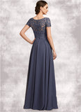 Natasha A-line V-Neck Floor-Length Chiffon Lace Mother of the Bride Dress With Beading Sequins STG126P0014614