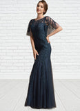 Camille Trumpet/Mermaid Scoop Neck Floor-Length Tulle Lace Mother of the Bride Dress With Sequins STG126P0014625