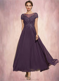 Alice A-Line Scoop Neck Ankle-Length Chiffon Lace Mother of the Bride Dress With Sequins STG126P0014626