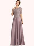 Rowan A-Line Scoop Neck Floor-Length Chiffon Lace Mother of the Bride Dress STG126P0014628