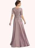 Rowan A-Line Scoop Neck Floor-Length Chiffon Lace Mother of the Bride Dress STG126P0014628
