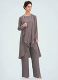 Addyson Jumpsuit/Pantsuit Scoop Neck Floor-Length Chiffon Mother of the Bride Dress STG126P0014629