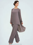 Addyson Jumpsuit/Pantsuit Scoop Neck Floor-Length Chiffon Mother of the Bride Dress STG126P0014629