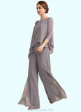 Areli Jumpsuit/Pantsuit Scoop Neck Floor-Length Chiffon Mother of the Bride Dress With Beading STG126P0014630