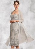 Nadia Sheath/Column Sweetheart Knee-Length Lace Mother of the Bride Dress STG126P0014634