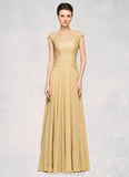 Selena A-Line Scoop Neck Floor-Length Chiffon Lace Mother of the Bride Dress With Beading Sequins STG126P0014717