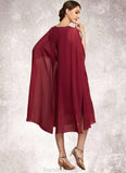 Ella A-Line Scoop Neck Knee-Length Chiffon Mother of the Bride Dress With Beading Sequins STG126P0014798