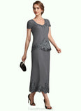 Lucia A-Line Scoop Neck Tea-Length Chiffon Lace Mother of the Bride Dress With Sequins STG126P0014800