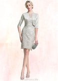 Elianna Sheath/Column Scoop Neck Knee-Length Lace Mother of the Bride Dress STG126P0014802