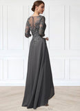 Nadia A-Line V-neck Asymmetrical Chiffon Lace Mother of the Bride Dress With Sequins STG126P0014803