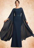 Emilia Sheath/Column Scoop Neck Floor-Length Chiffon Mother of the Bride Dress With Lace Sequins STG126P0014806