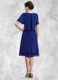 Bailey A-Line Scoop Neck Knee-Length Chiffon Mother of the Bride Dress With Cascading Ruffles STG126P0014813