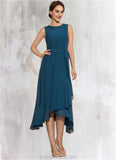 Emilia A-Line Scoop Neck Asymmetrical Chiffon Mother of the Bride Dress With Beading Cascading Ruffles STG126P0014817
