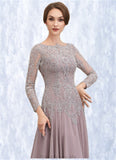 Addison A-Line Scoop Neck Sweep Train Chiffon Lace Mother of the Bride Dress With Sequins STG126P0014819