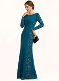 Kate Sheath/Column Scoop Neck Floor-Length Stretch Crepe Mother of the Bride Dress With Appliques Lace STG126P0014822