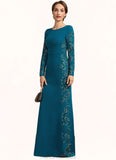 Kate Sheath/Column Scoop Neck Floor-Length Stretch Crepe Mother of the Bride Dress With Appliques Lace STG126P0014822