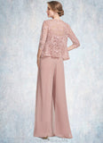 Cassandra Jumpsuit/Pantsuit Square Neckline Floor-Length Chiffon Lace Mother of the Bride Dress STG126P0014828