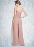 Cassandra Jumpsuit/Pantsuit Square Neckline Floor-Length Chiffon Lace Mother of the Bride Dress STG126P0014828