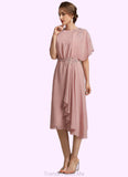 India Sheath/Column Scoop Neck Knee-Length Chiffon Mother of the Bride Dress With Appliques Lace STG126P0014829