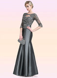 Nola Trumpet/Mermaid Scoop Neck Floor-Length Taffeta Mother of the Bride Dress With Beading Appliques Lace Sequins STG126P0014832