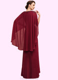 Hana A-Line V-neck Floor-Length Chiffon Mother of the Bride Dress With Ruffle Beading Sequins STG126P0014833