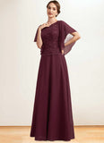 Tamara A-Line Scoop Neck Floor-Length Chiffon Lace Mother of the Bride Dress With Sequins STG126P0014834