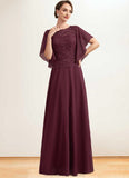 Tamara A-Line Scoop Neck Floor-Length Chiffon Lace Mother of the Bride Dress With Sequins STG126P0014834