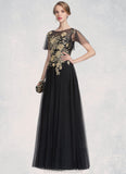 Jasmin A-Line/Princess Scoop Neck Floor-Length Tulle Mother of the Bride Dress With Lace STG126P0014841
