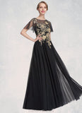 Jasmin A-Line/Princess Scoop Neck Floor-Length Tulle Mother of the Bride Dress With Lace STG126P0014841