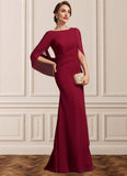 Shelby Trumpet/Mermaid Scoop Neck Floor-Length Chiffon Mother of the Bride Dress With Ruffle STG126P0014842