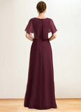 Serenity A-line Scoop Floor-Length Chiffon Mother of the Bride Dress With Appliques Lace Sequins STG126P0021707