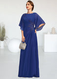 Elyse A-line Scoop Floor-Length Chiffon Mother of the Bride Dress With Pleated Appliques Lace Sequins STG126P0021831