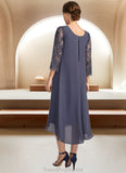 Journey Sheath/Column Scoop Asymmetrical Chiffon Lace Mother of the Bride Dress With Sequins STG126P0021840