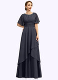 Izabella A-line Scoop Floor-Length Chiffon Mother of the Bride Dress With Beading Pleated Sequins STG126P0021856