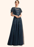 Anne A-line Scoop Illusion Floor-Length Lace Tulle Mother of the Bride Dress With Sequins STG126P0021860