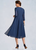 Karlie A-line V-Neck Knee-Length Chiffon Lace Mother of the Bride Dress With Beading Pleated Sequins STG126P0021874