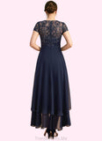 Lola A-line Scoop Illusion Asymmetrical Chiffon Lace Mother of the Bride Dress With Sequins STG126P0021902