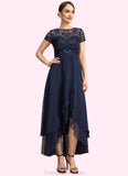 Lola A-line Scoop Illusion Asymmetrical Chiffon Lace Mother of the Bride Dress With Sequins STG126P0021902
