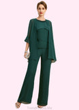 Sylvia Jumpsuit/Pantsuit Separates Scoop Floor-Length Chiffon Mother of the Bride Dress With Beading Sequins STG126P0021913