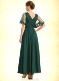 Mimi A-line V-Neck Ankle-Length Chiffon Lace Mother of the Bride Dress With Sequins STG126P0021914