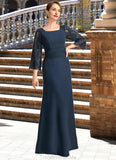 America Trumpet/Mermaid Square Floor-Length Chiffon Lace Mother of the Bride Dress With Pleated STG126P0021915