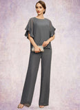 Karma Jumpsuit/Pantsuit Separates Scoop Floor-Length Chiffon Mother of the Bride Dress STG126P0021940