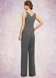 Karma Jumpsuit/Pantsuit Separates Scoop Floor-Length Chiffon Mother of the Bride Dress STG126P0021940