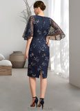 Janessa Sheath/Column V-Neck Knee-Length Lace Mother of the Bride Dress With Sequins STG126P0021957