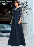 Tianna A-line Scoop Floor-Length Chiffon Lace Mother of the Bride Dress With Crystal Brooch Sequins STG126P0021961
