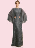 Cara Sheath/Column Scoop Floor-Length Chiffon Lace Mother of the Bride Dress With Beading Sequins STG126P0021962